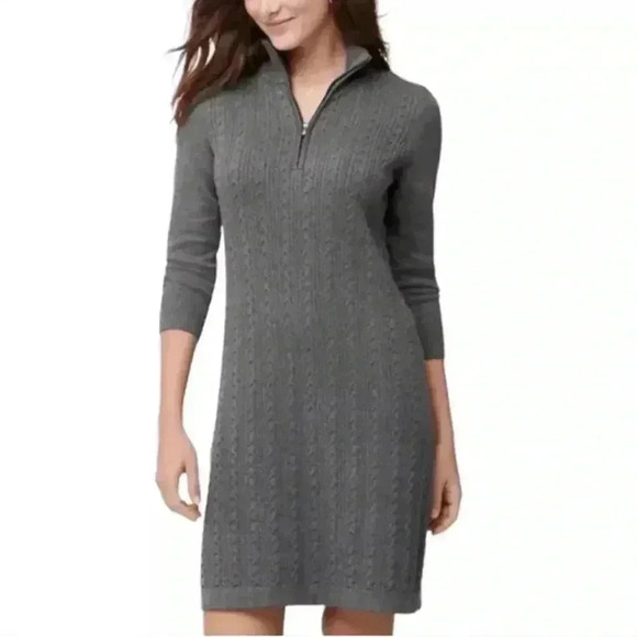 Tommy Bahama Dresses & Skirts - Tommy Bahama Women’s L Pickford Cable-Knit Sweater Dress in Charcoal Gray - EUC!